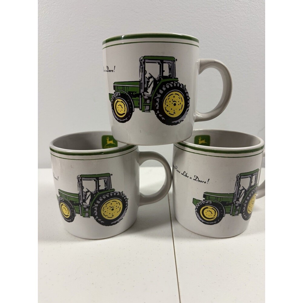 John Deere Coffee Mugs Nothing Runs Like A Deere Tractor Set Of 3 Cups Gibson